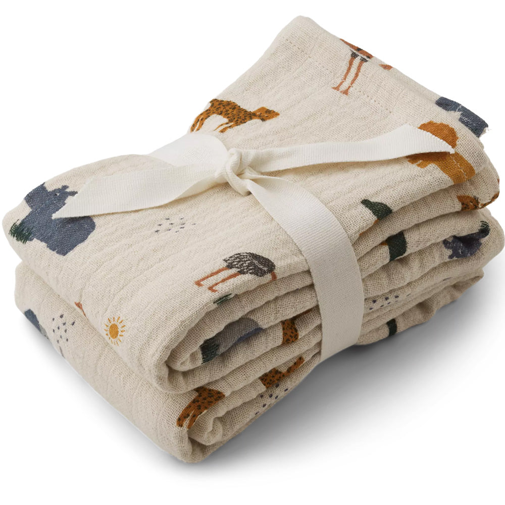 Liewood Hydrofiele Doeken Safari Sand 65x65cm 2 Stuks Liewood