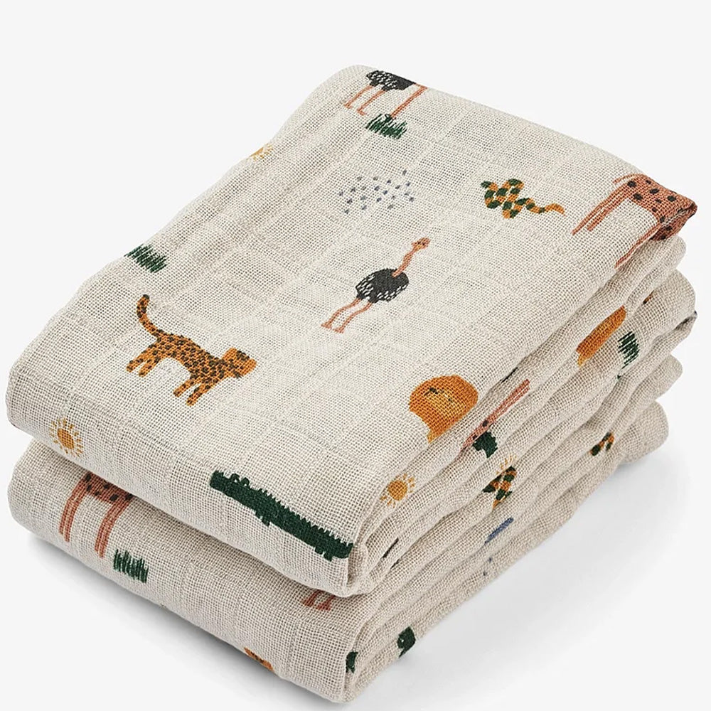 Liewood Hydrofiele Doeken Safari Sand 65x65cm 2 Stuks Liewood
