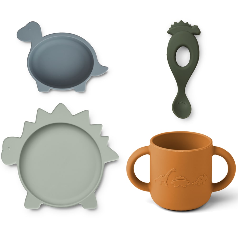 Liewood Servies Set Vivi Dino Blue Multi Mix Liewood