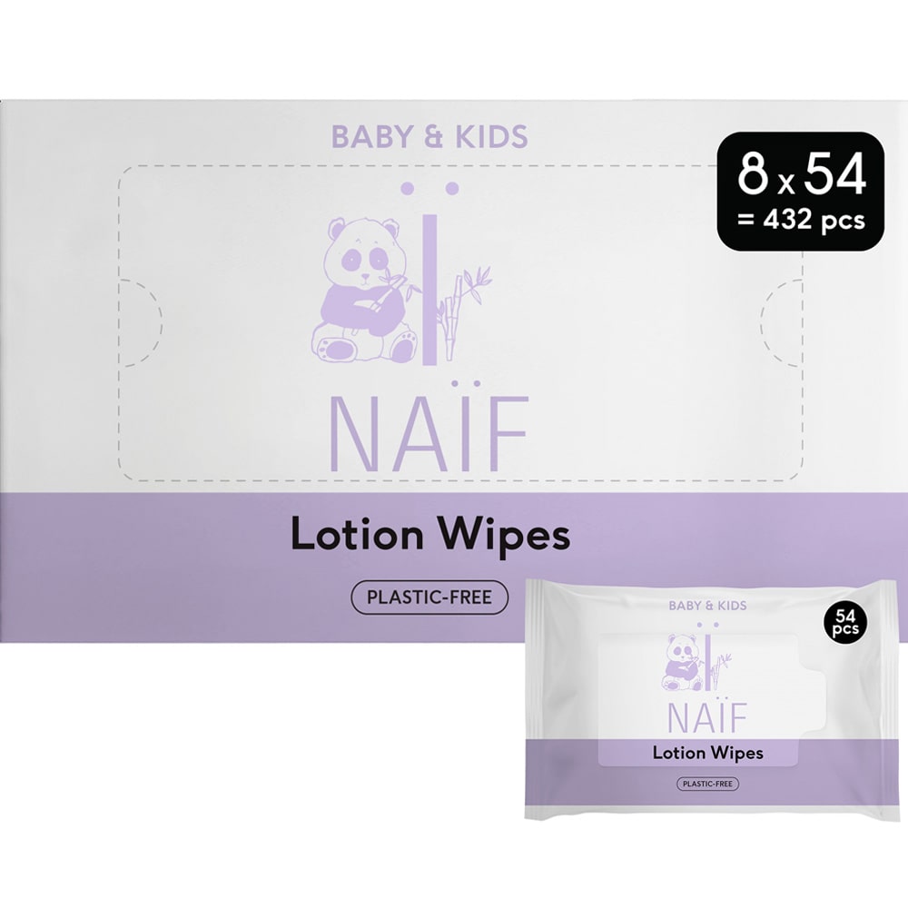 Naif Plasticvrij Lotion Billendoekjes voor Baby en Kids 8 Pack Naif