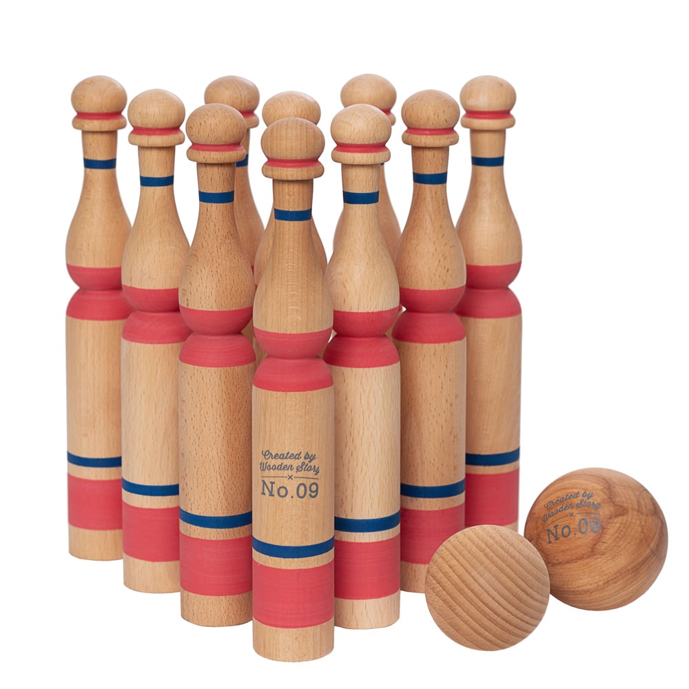 Wooden Story Bowling Set Rood 10 Wooden Story