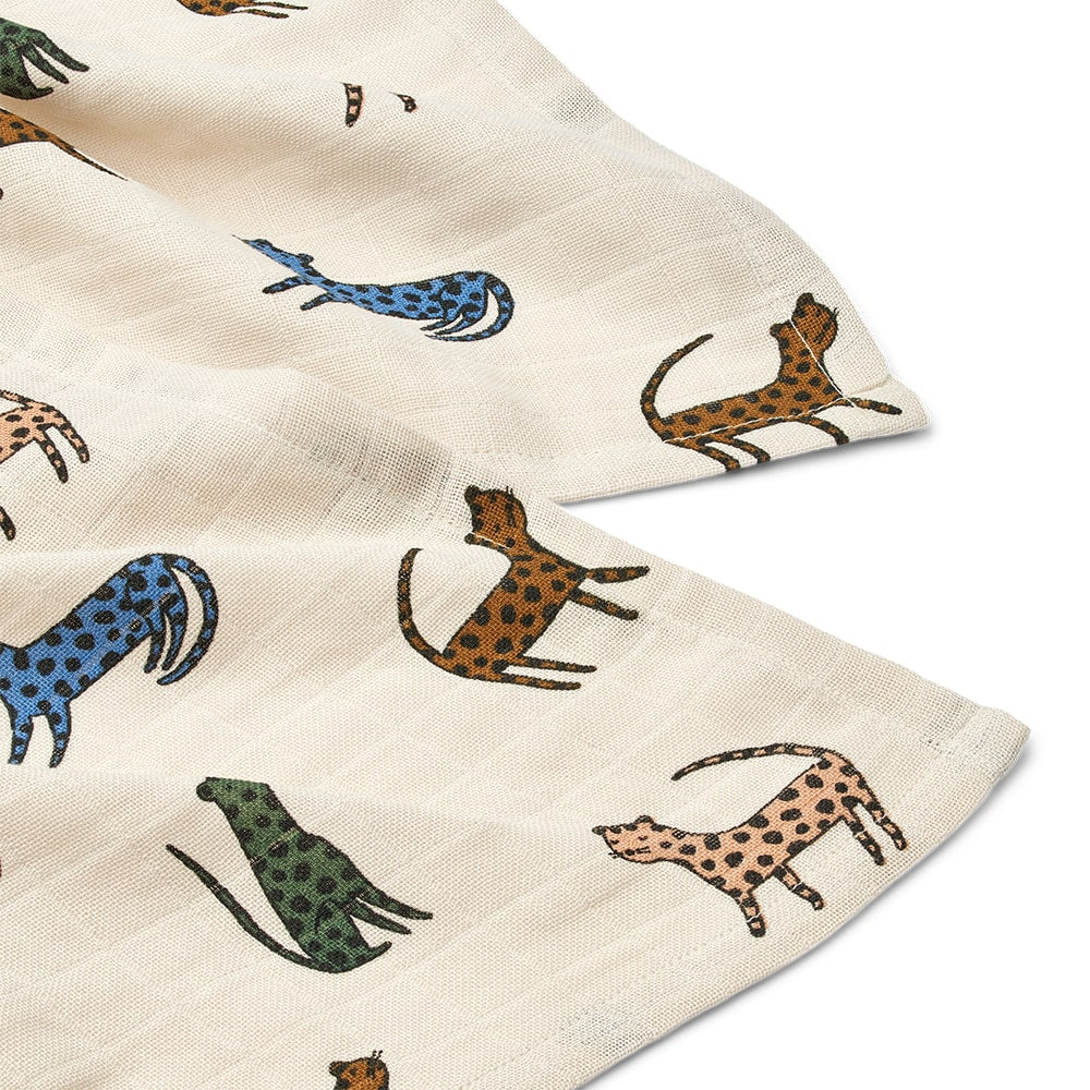 Liewood Lewis Hydrofiele Doeken Leopard Multi Mix 65x65cm 2 Stuks Liewood