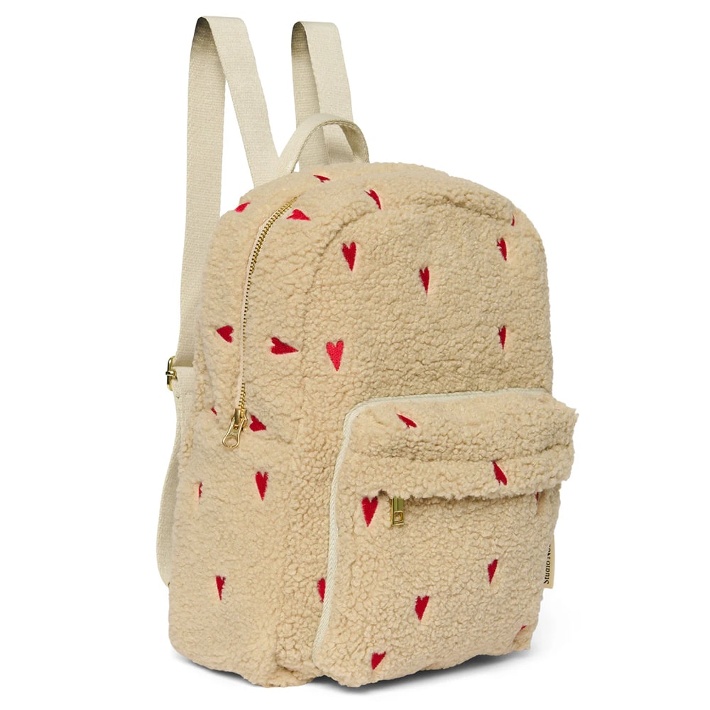 Studio Noos Rugtasje Met Voorvak - Ecru Hearts Teddy Studio Noos