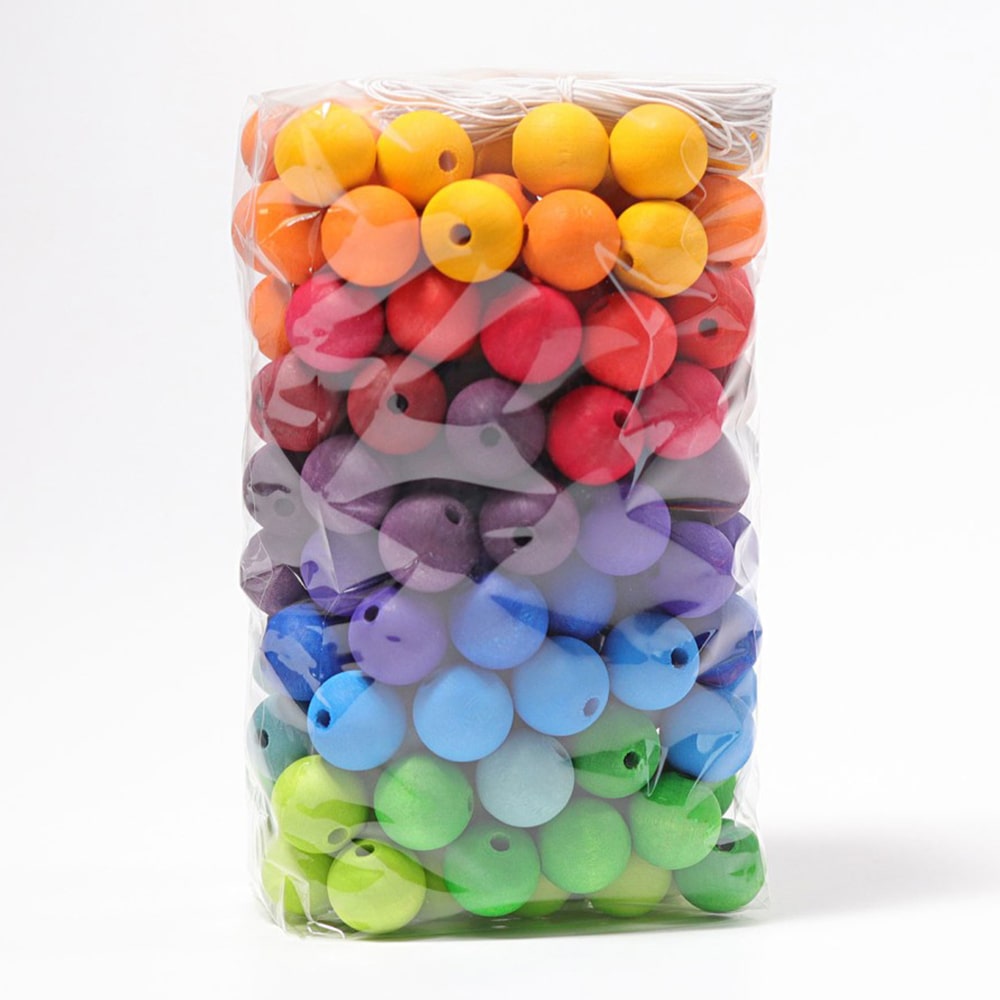 Grimms 180 houten kralen regenboog-min