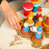 Grapat Houten Nins Poppetjes met Ringen en Schijfjes 27 Stuks - Zomer