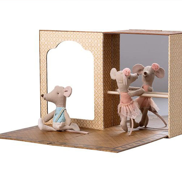 Maileg Ballet Mice in Dance Studio, Little Sister and Brother