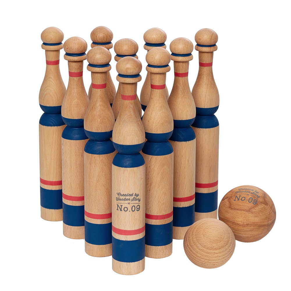 Wooden Story Bowling Set Blauw 10