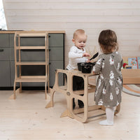 Ette Tete Leertoren Step'n Sit Silver-Wood With Extra Support