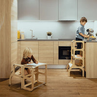 Ette Tete Leertoren Step'n Sit Silver-Wood With Extra Support