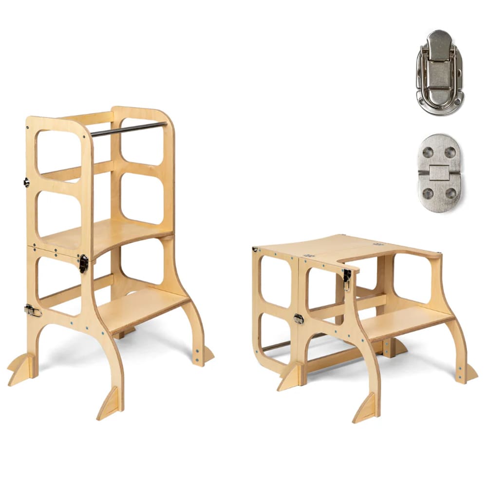 Ette Tete Leertoren Step'n Sit Zilver-Hout Met Extra Support