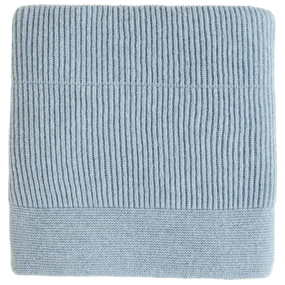 Hvid Wollen Deken Gaston - Frost Blue