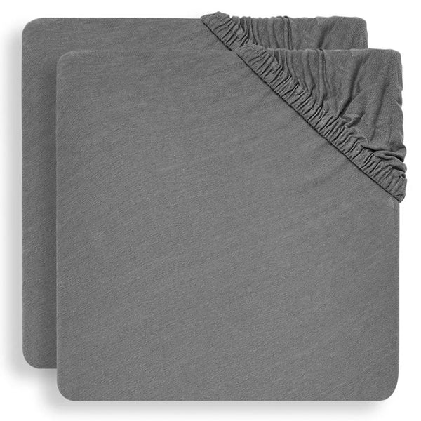 Jollein Fitted Sheet Cot Jersey 60x120cm Storm Grey 2 Pieces