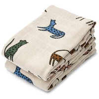 Liewood Lewis Hydrofiele Doeken Leopard Multi Mix 65x65cm 2 Stuks Liewood