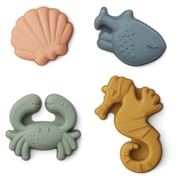 Liewood Gill Sand Molds 4 Pack - Sea Creature / Sandy