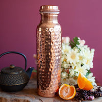 Puur Koperen Waterfles Gehamerd 1000ml Ayurveda