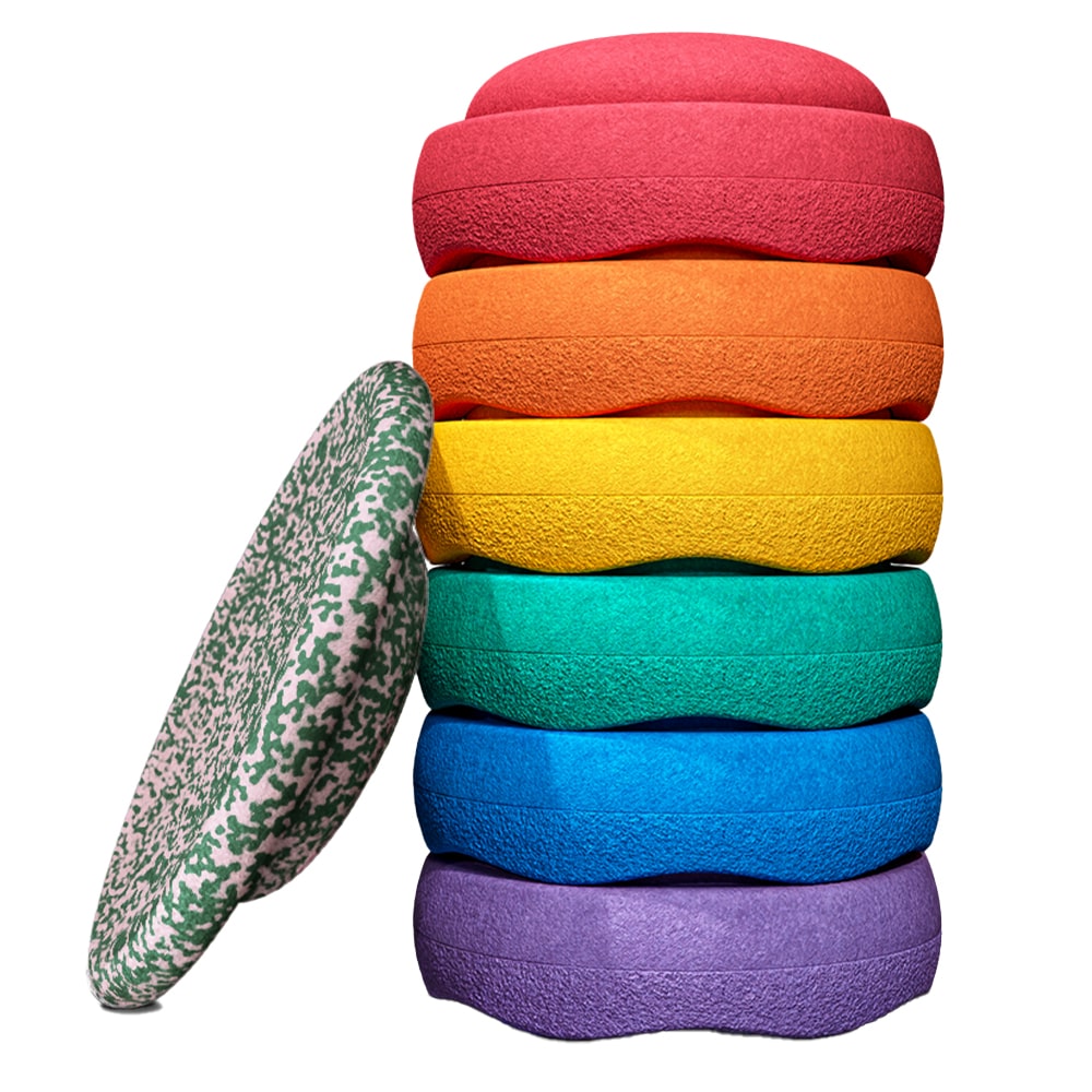 Stapelstein® Special Set Rainbow - 6 Pieces + 1 Balance Board Super Confetti
