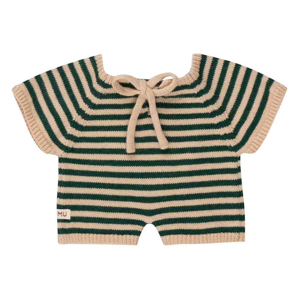 We Are Gommu Short Onesie - Green Striped