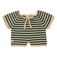 We Are Gommu Short Onesie - Green Striped