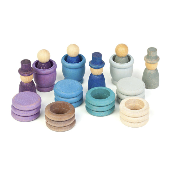 Grapat Houten Nins Poppetjes met Ringen en Schijfjes 27 Stuks - Winter