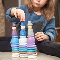 Grapat Houten Nins Poppetjes met Ringen en Schijfjes 27 Stuks - Winter