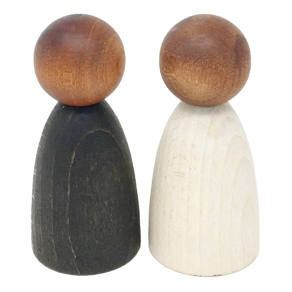 Grapat Houten Nins Poppetjes Volwassen 2 Stuks - Donker