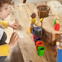 Grapat Houten Nins Poppetjes Volwassen 2 Stuks - Donker