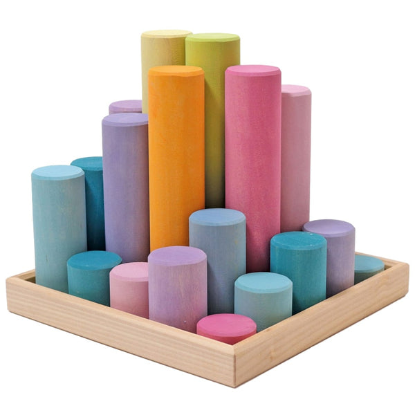 Grimms Bouwblokken Cilinders Groot Pastel Grimms